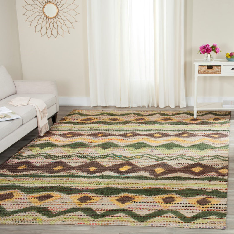 Burrell Hand Loomed Cotton Ikat Rug, Rectangle 8' x 10'