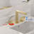 8" Widespread 3-Hole Bathroom Faucet In Brushed Gold, Square Dual Handles & Removable Aerator