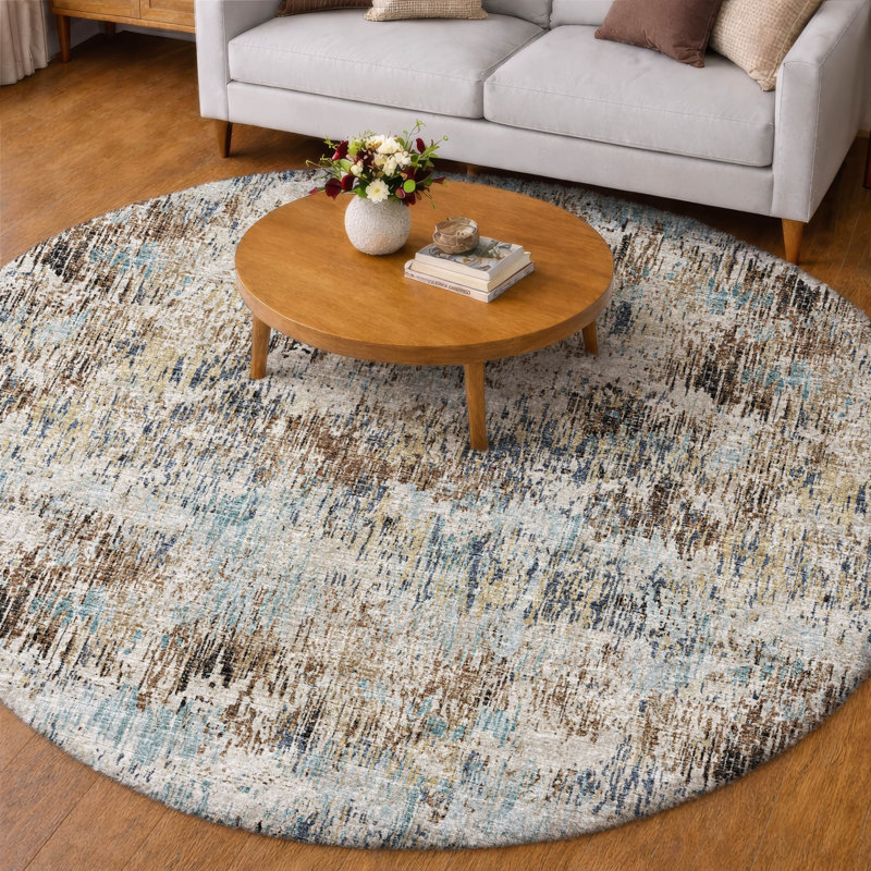 Premium Machine Washable Dream Shag ADS66 Soft Abstract Rug, 8' Round, Moody