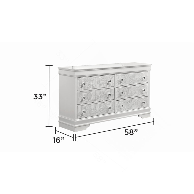 Commode 6 tiroirs Blaze, Blanc