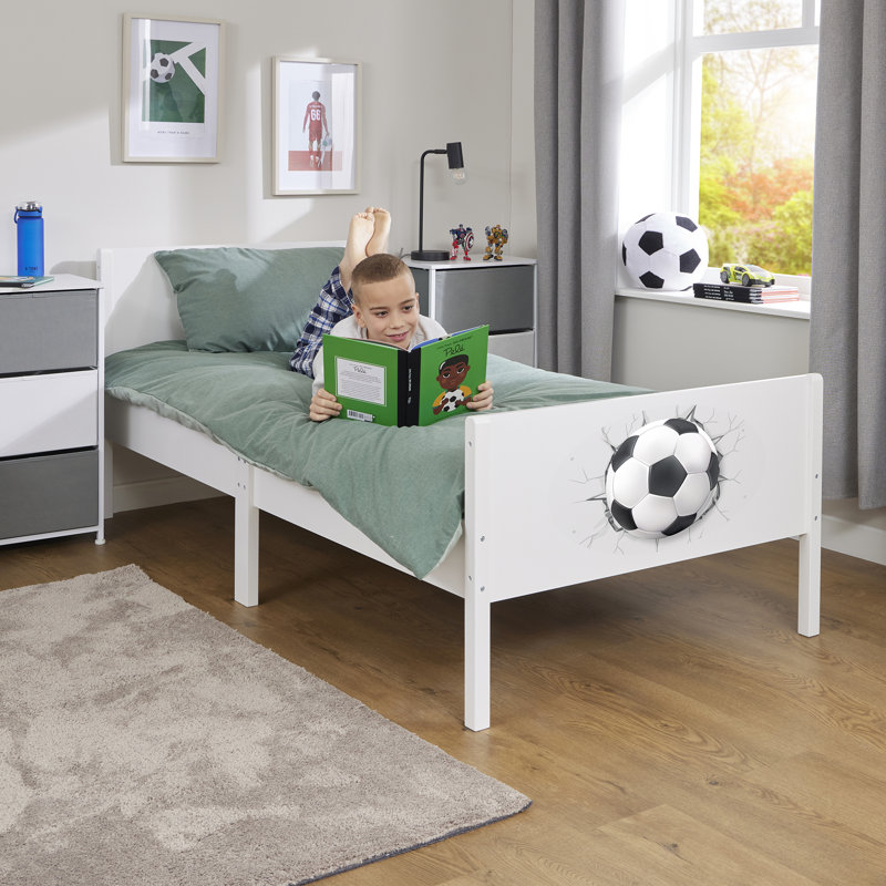 Kids White Single Bed – Football
