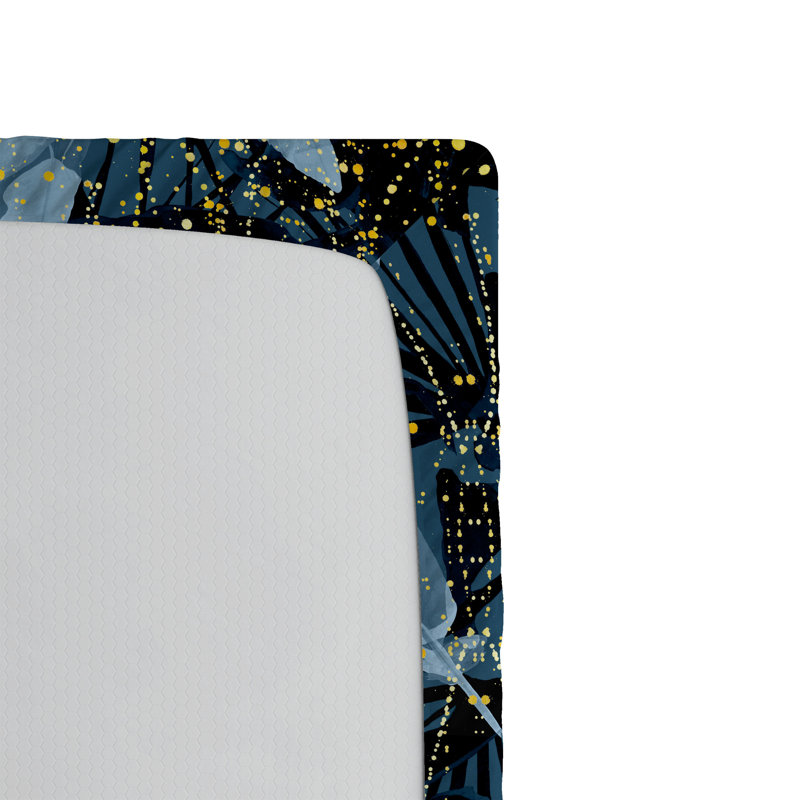 Drap-housse Ambesonne, Drap-housse de taille simple, Moutarde, bleu ciel pâle, bleu / abstrait