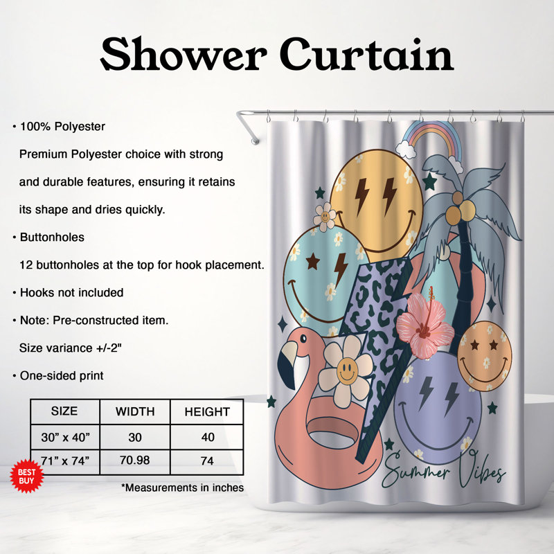 Bardin Shower Curtain, 74"H x 71"W