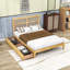 Lit plateforme en bois avec tiroirs de rangement et tête de lit-637032643-637032701
