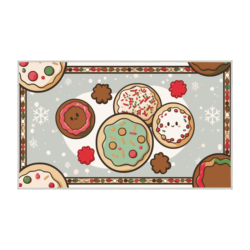 East Urban Home Washable Cookies Holiday Rug, Rectangle 3' x 5'