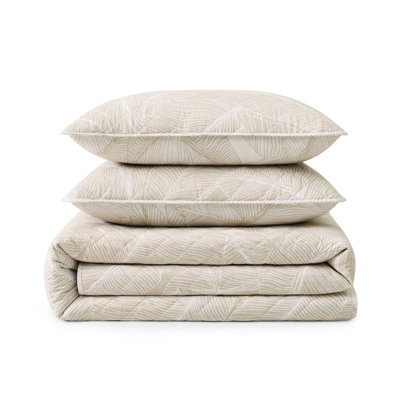 Tommy Bahama Pebble Palms Cotton Reversible Beige Quilt Set