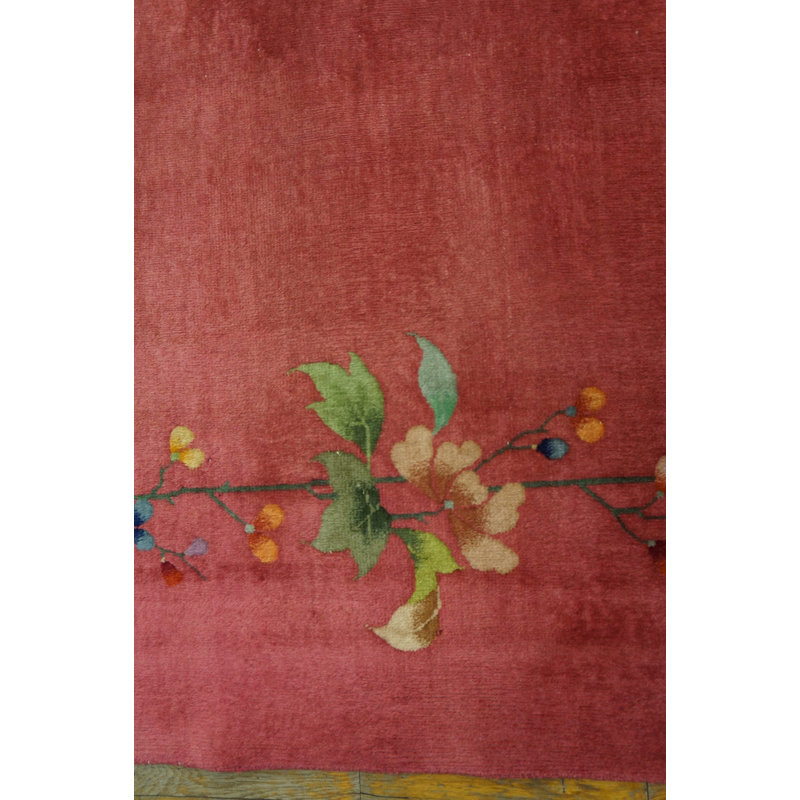 Tapis rose antique en laine Art déco