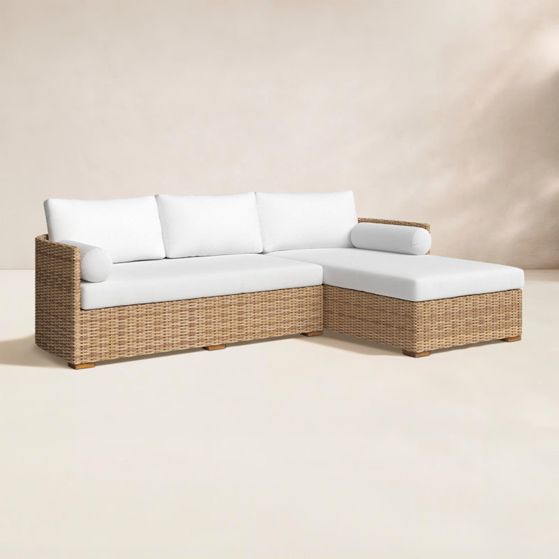 Anguilla Wicker Outdoor Chaise Sectional, Natural