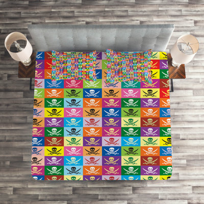 Skull Polyester Patchwork Coverlet