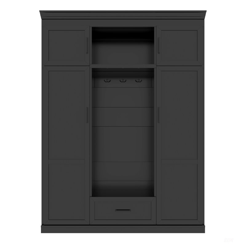 85.2''H Hall Tree With Bench, Hooks, And Adjustable Shelves For Modern Entryway Storage And Organization, Black