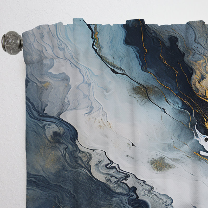 Tristin - Abstract Marble Marble Room Darkening Curtain - 1 Panels, 52" W x 84" L