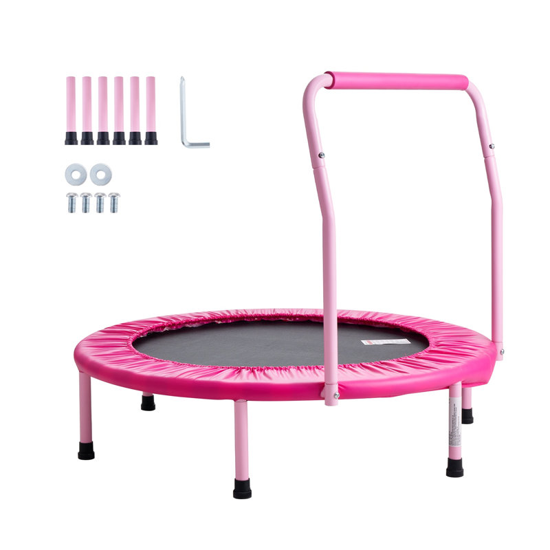 Trampoline pliable pour enfants de 36 pouces avec poignée de sécurité, rebondisseur intérieur / extérieur pour tout-petits de 3 ans et plus, rose