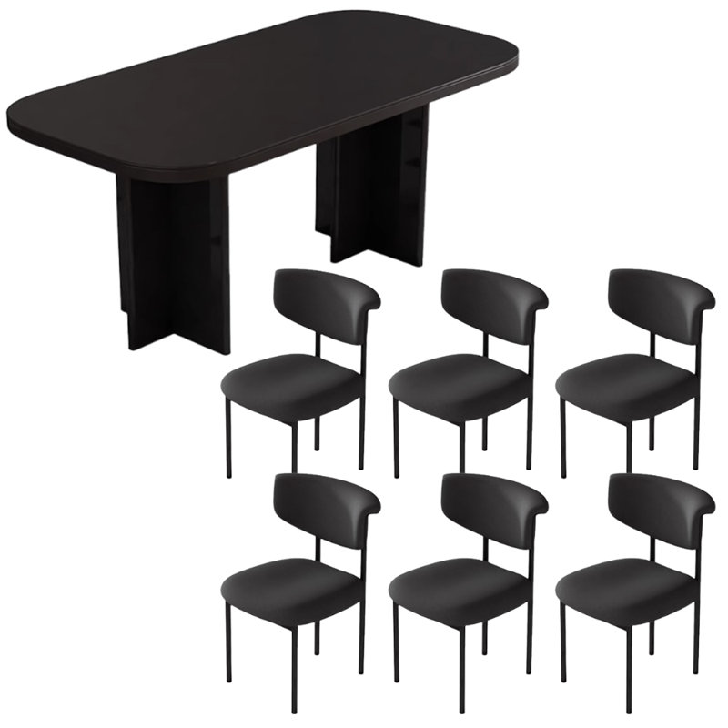 Ensemble de table de salle à manger moderne, simple et pratique, H 29,52 po x L 70,86 po x l 31,49 po, Noir