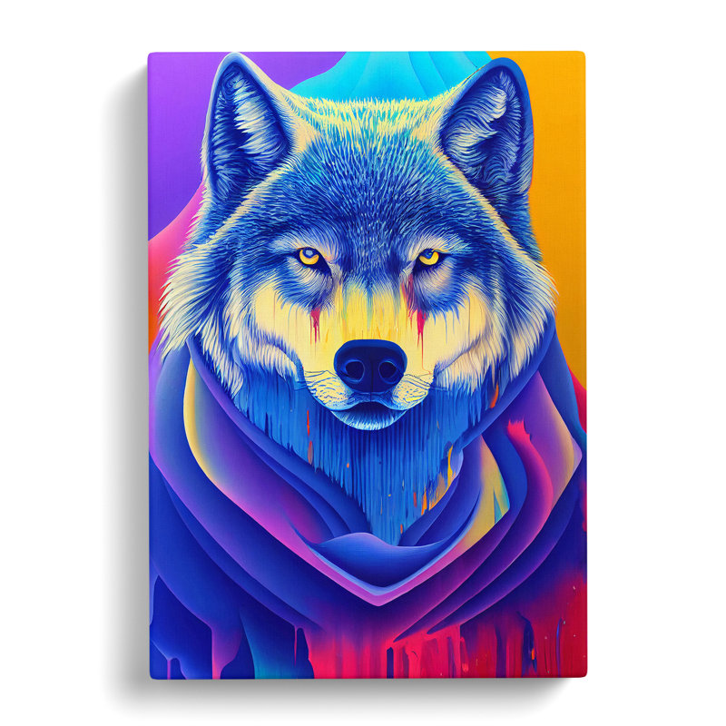 Wolf Dripping Paint No.1 Abstract - Print, 50cm H x 35cm W, No Matte, Wrapped Canvas