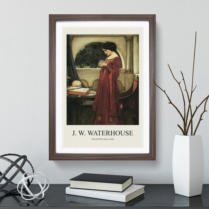 The Crystal Ball by John William Waterhouse - Picture Frame Painting, 65cm H x 48cm W x 2cm D, Walnut Framed