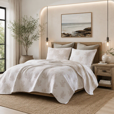 Ensemble de courtepointe réversible 3 pièces pour lit King/Cal King (108 x 90 pouces) avec 2 taies d'oreiller