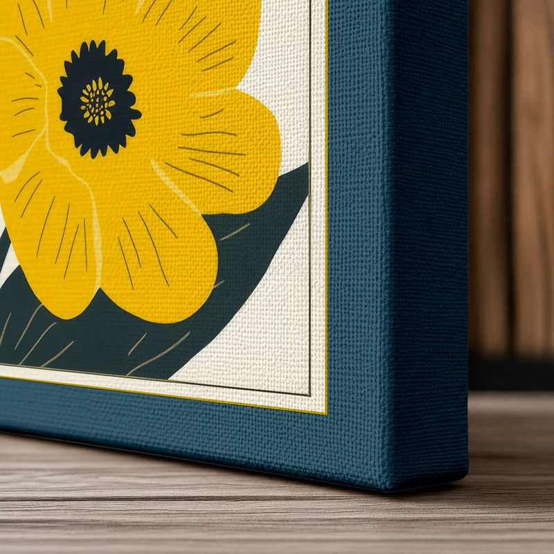 Three Stem Botanic Botanical - Wrapped Canvas, 24x16 - 61.0 x 40.6 cm, Teal Border