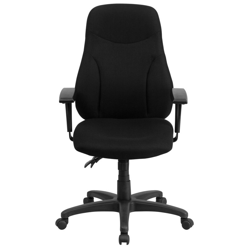 High Back Black Fabric Ergonomic Swivel Task Chair with Adjustable Arms