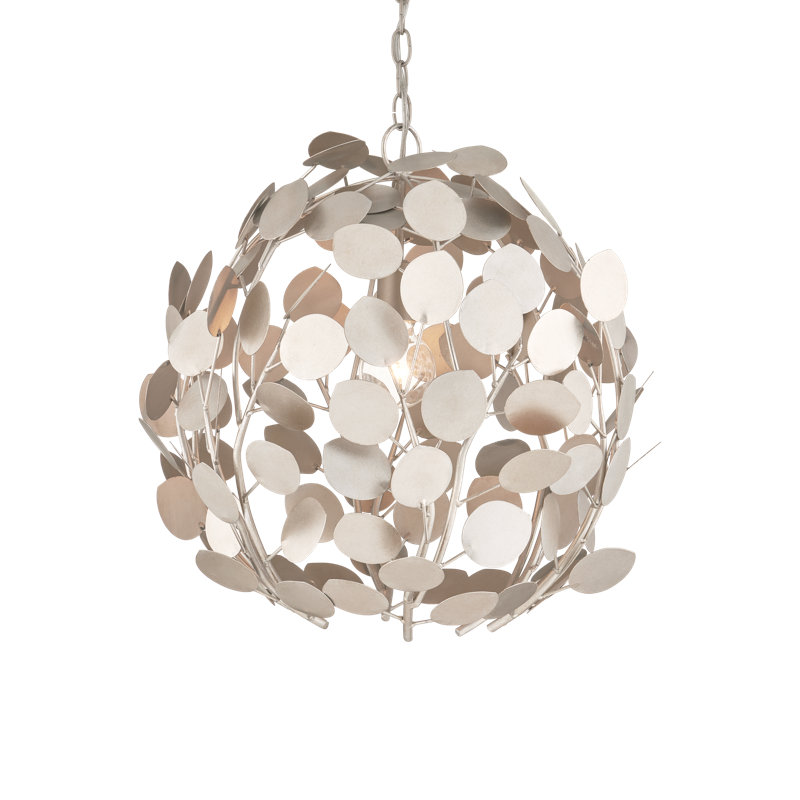 Lunaria 1 - Light Wrought Iron Chandelier, Contemporary Silver Leaf