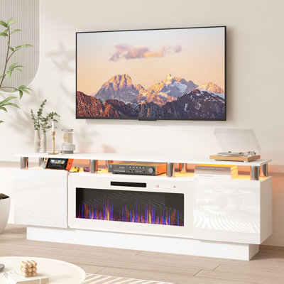Meuble télé 70 po avec foyer électrique blanc 70 po
