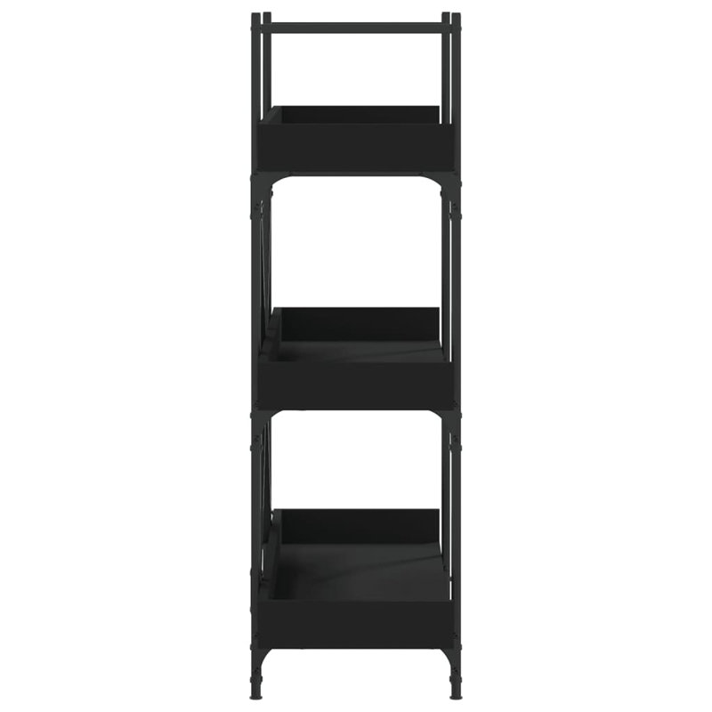 Sandre 100cm W Metal Bookcase, (3 Shelves) 108.5cm H x 100cm W x 33cm D, Black