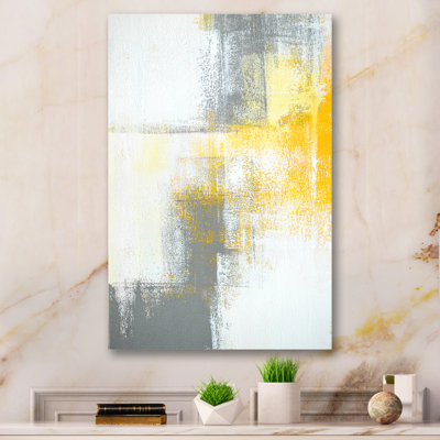 Gray Meets Yellow Abstract Art IV - Wrapped Canvas Print