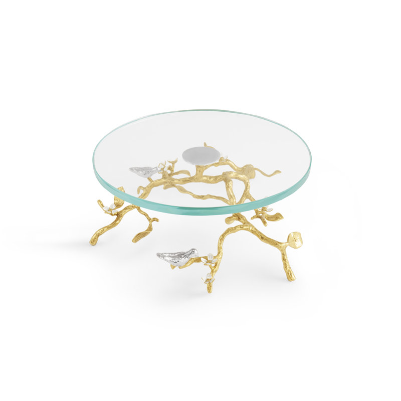 Lovebirds Silver & Gold Glass Cakestand