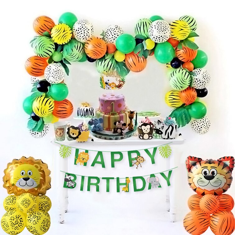 Jungle Animal 11 Latex Balloons, Set of 5, Assorted Colors, Jungle