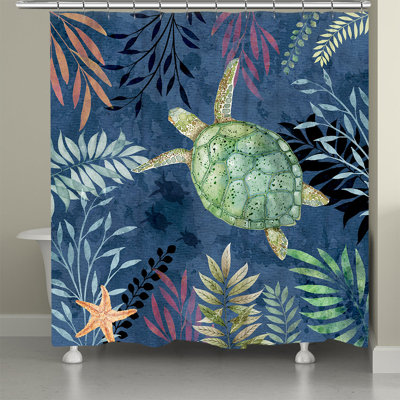 Coastal Friends Turtle Shower Curtains -  East Urban Home, 59F52B1B17884B16A7F64AE144552A3A