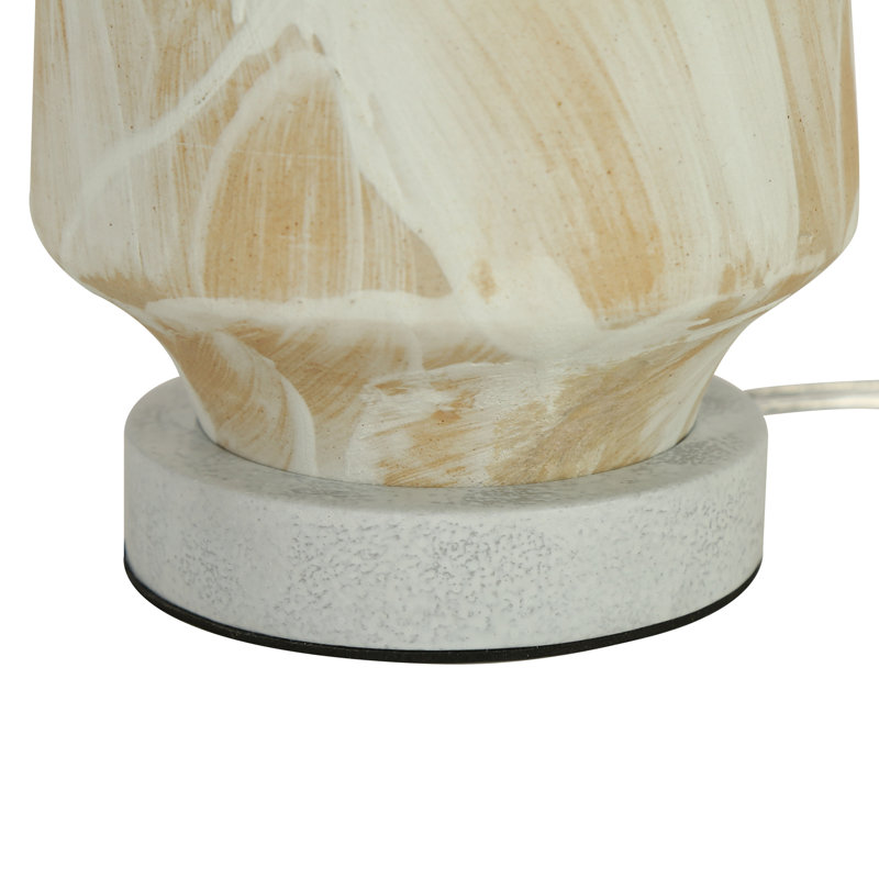 Lampe de chevet en céramique brune et blanche de 56,4 cm (22,2 po) avec abat-jour en lin et intensité variable (1 lumière).