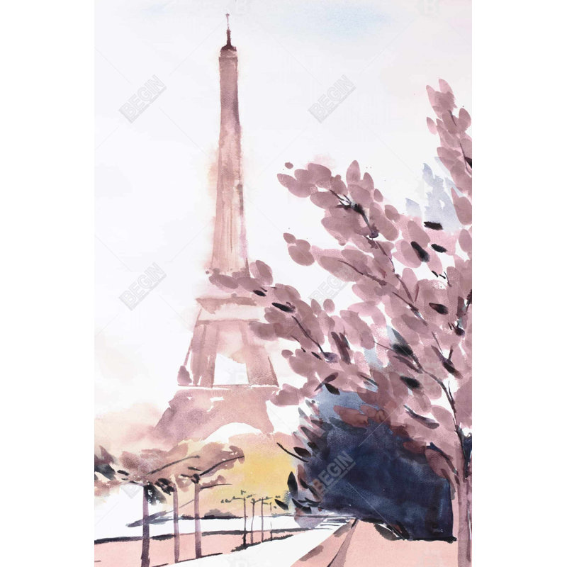 Scène Paris et Eiffel - Toile de construction rose pour la décoration intérieure