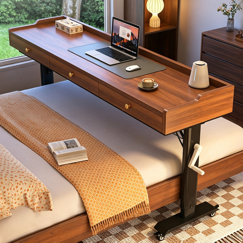 Bureau en demi-cercle en fer fritté beige 55,12 po, 5 tiroirs, H 36,61 po x l 70,87 po x P 19,69 po