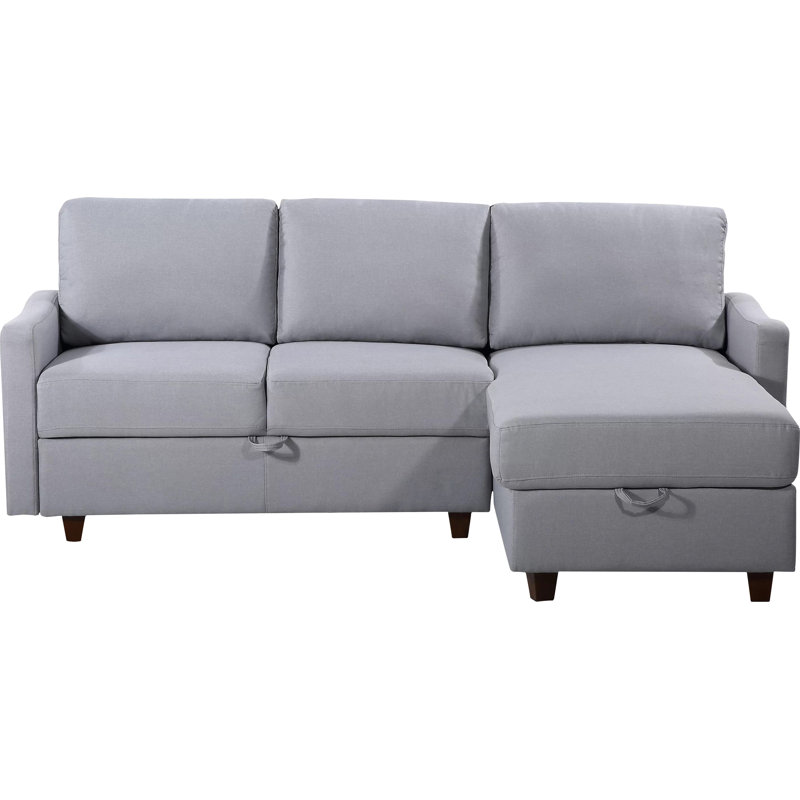 Breinigsville Upholstered L-Shaped Sectional Reversible, Light Gray Polyester Blend