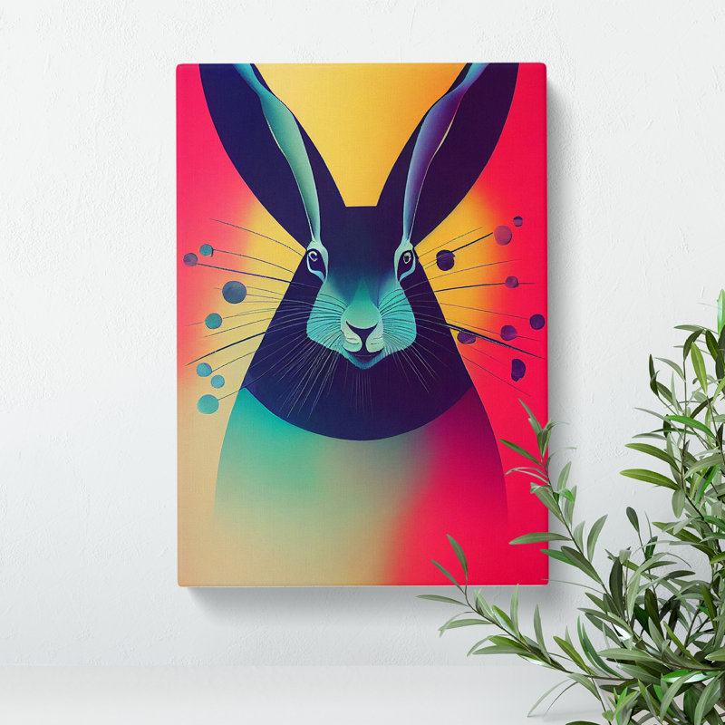 Vivid Hare Abstract - Wrapped Canvas, 60cm H x 40cm W x 3cm D