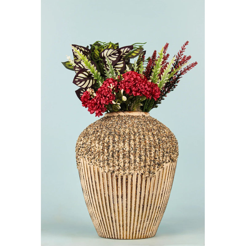 Burgess Hand-Painted Decorative Pot, Ecru, 7.1 in Diameter x 11.0 in Height | Premium Ceramic Body | Elegant Home Décor for Plants & Flowers, Perfect for Living Room, Office, and Garden Spaces