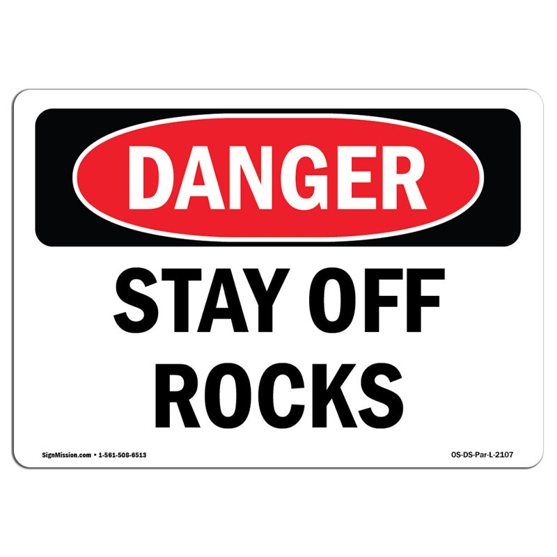 Panneau «Stay Off Rocks», H 12 po x l 18 po x P 0,1 po