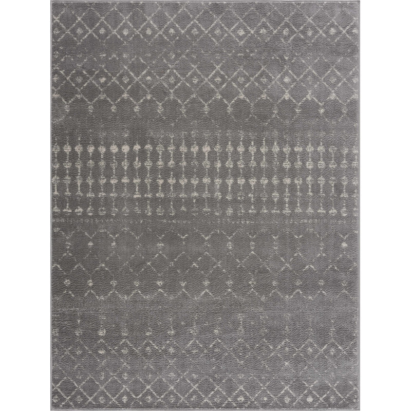 Dounia Southwestern Indoor Rug, Rectangle 5'3" x 7', Light Gray