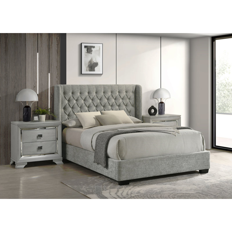 Tête de lit tapissier 1pc, gris, Grand