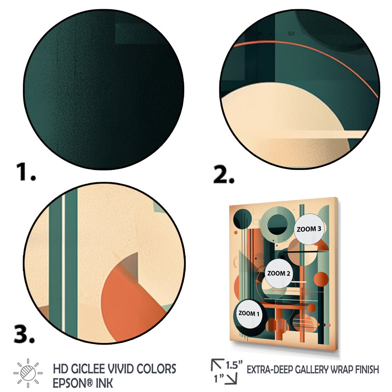 Begum orange et vert, Mid Century Momentum IV - Modern Midcentury, reproduction d'art sur toile, H 40 po x l 30 po x P 1,5 po