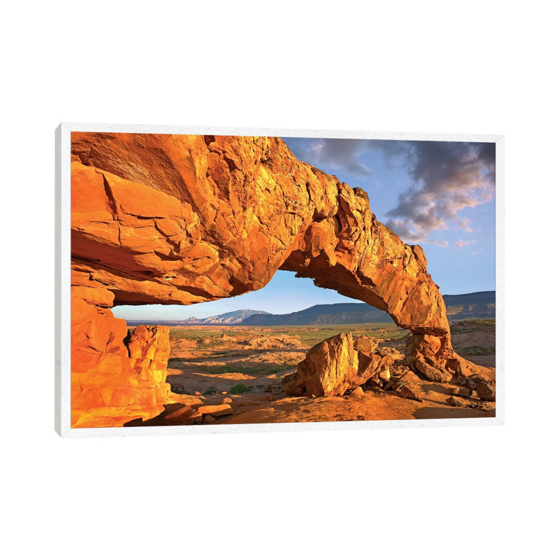 Sunset Arch, Escalante National Monument, Utah I 1 Piece Wall Art on Canvas, 101.6 cm H x 66.04 cm W, White Framed