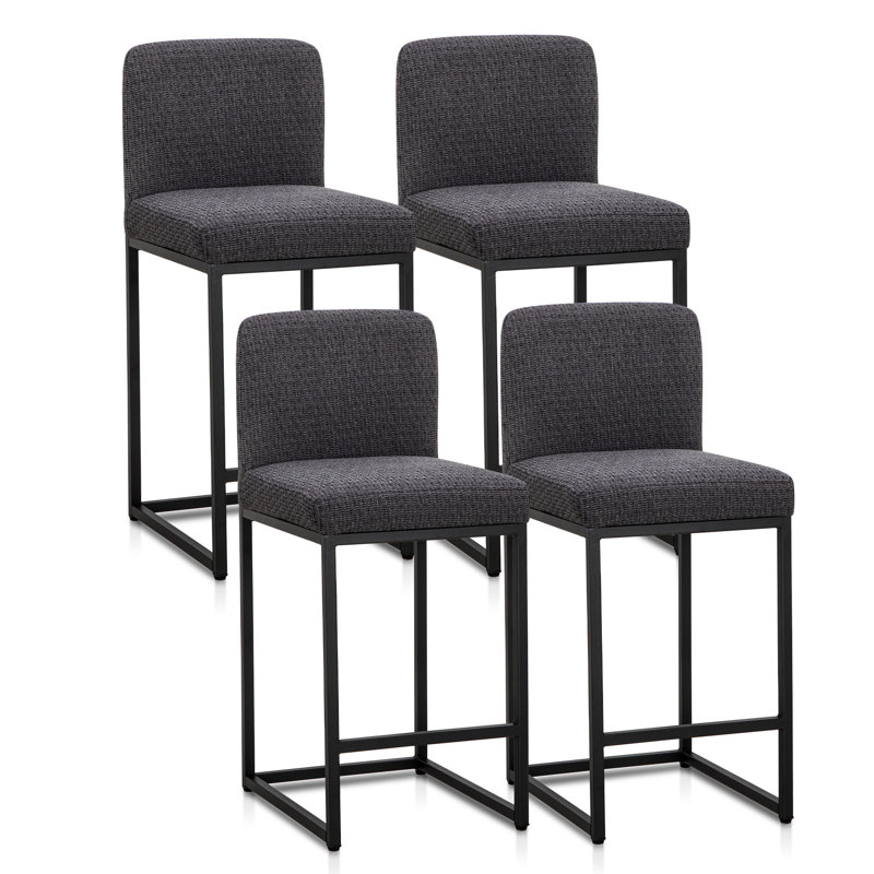 Ensemble de 4 tabourets de bar Chenille, Noir 
