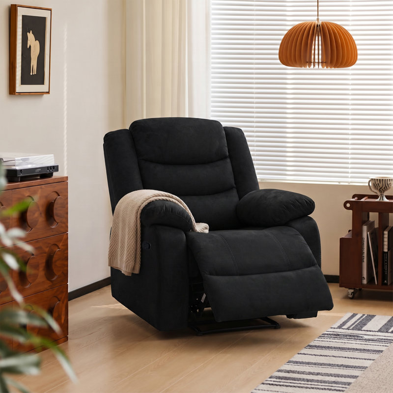 Frithiof Nyberg 35" Microfiber Manual Recliner, Black