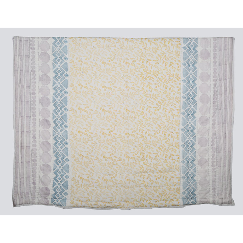Cotton Geometric Shapes Quilt, Queen Quilt + 2 Shams