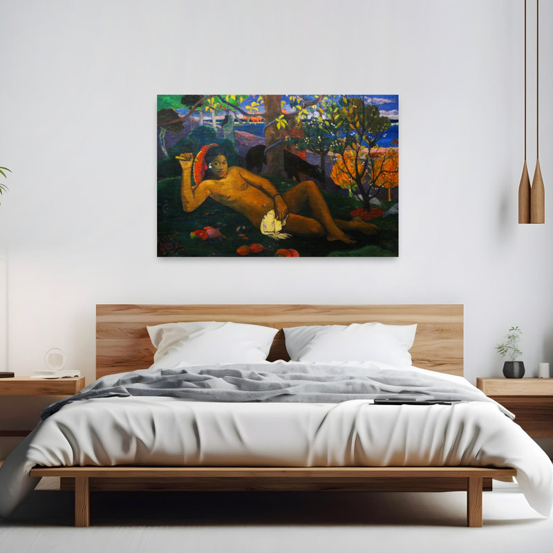The King'S Wife Classic Colorful Abstract Spring Summer Wall Art Print by Paul Gauguin - Wrapped Canvas Print