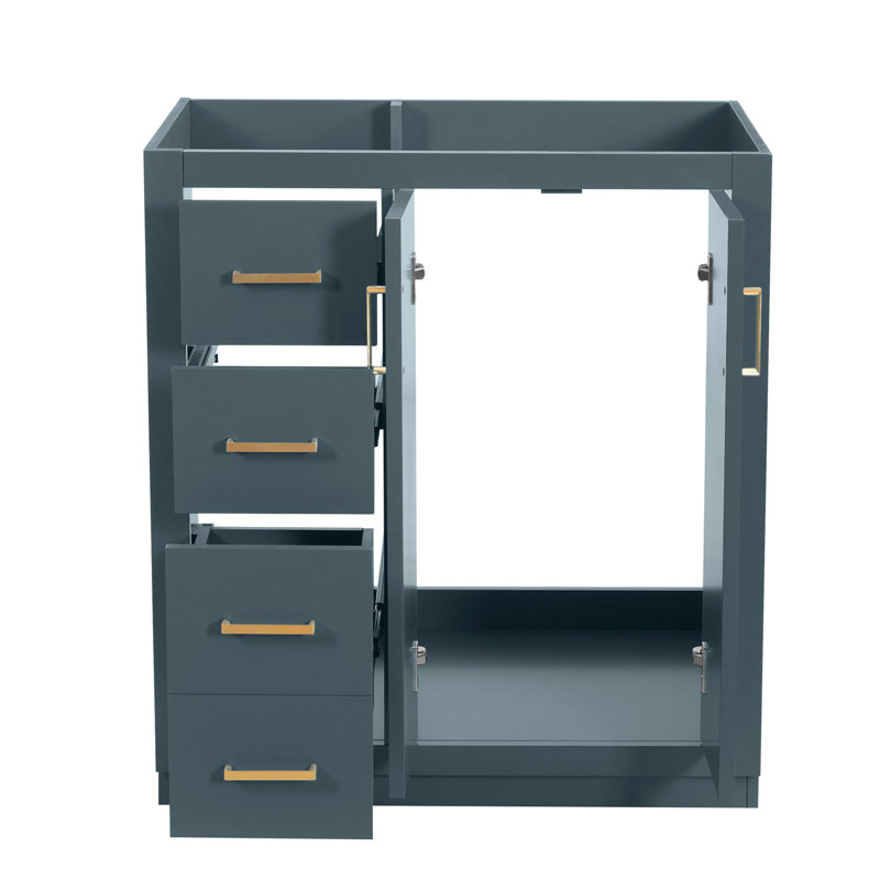 Ensemble de meuble-lavabo autoportant 30 po avec 3 tiroirs et portes à fermeture douce, Bleu