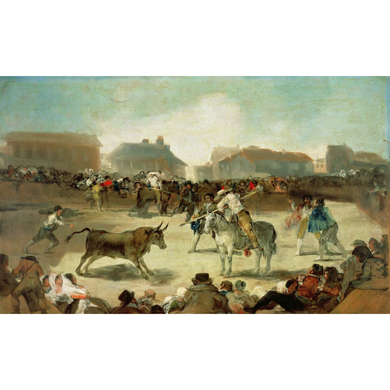 Décalcomanie murale Goya A Village Bullfight (18ème), H 51 po x l 84 po