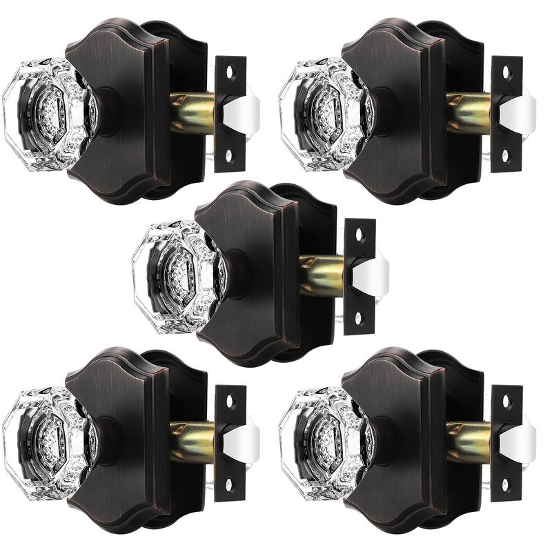 Boutons de porte en cristal, Bronze frotté à l'huile