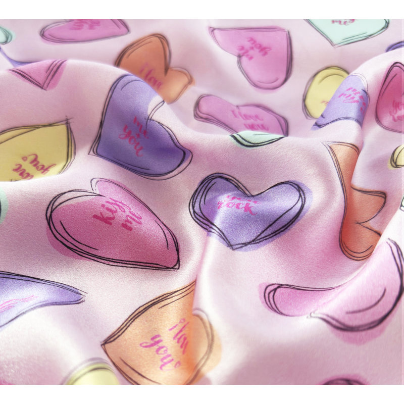 Wonderful Textile 100% Silk Pillowcase with Silk Eye Mask, Full / Double, Pink Geometric