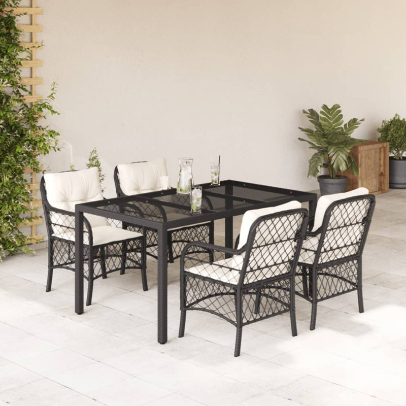 Ensemble bistro avec coussins en polyester Red Barrel Studio®, Crème / noir, H 29,5 po x l 59,1 po x P 35,4 po, 4