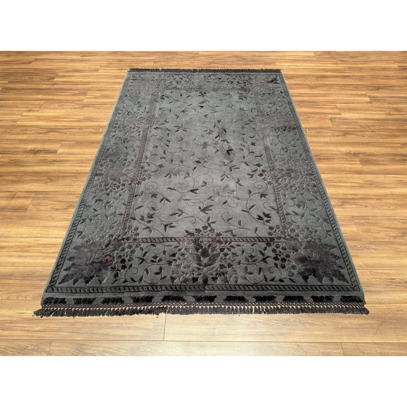 Tapis noir en laine et soie noué à la main Original Original